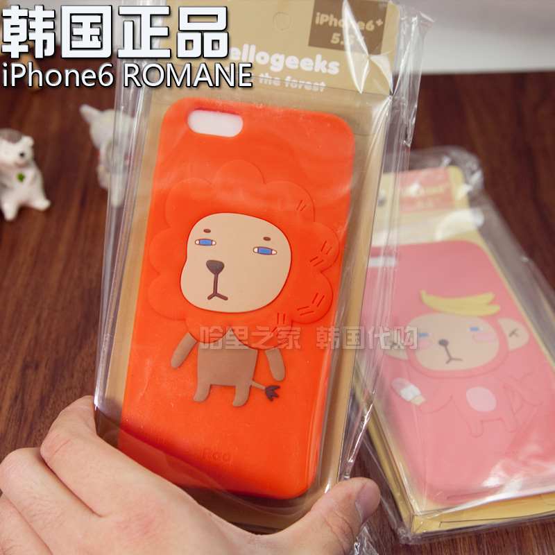 韩国代购正品romane苹果plus卡通硅胶套 iPhone6s 可爱卡通手机壳