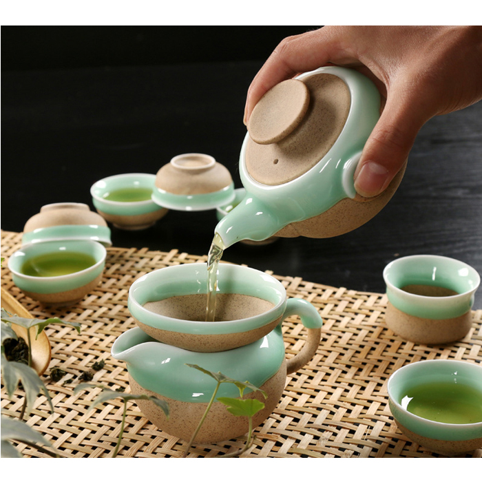 套装茶具 龙泉青瓷汉陶养生陶瓷 优质功夫茶杯 粗陶茶具