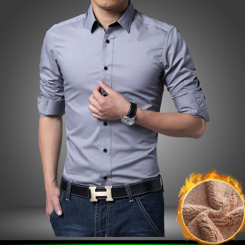2015新款男长袖男衬衫加绒加厚半身模特春季保暖韩版潮流衬衫