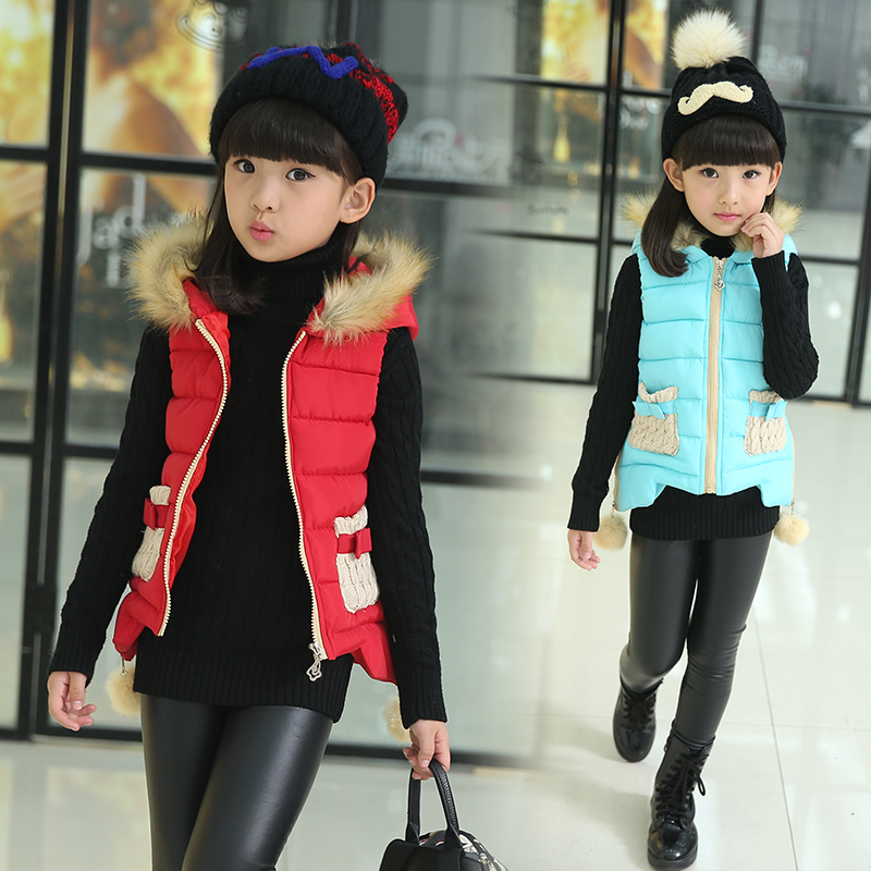 2015冬款童装新款女童韩版棉袄马甲儿童加厚棉衣无袖中大童外套
