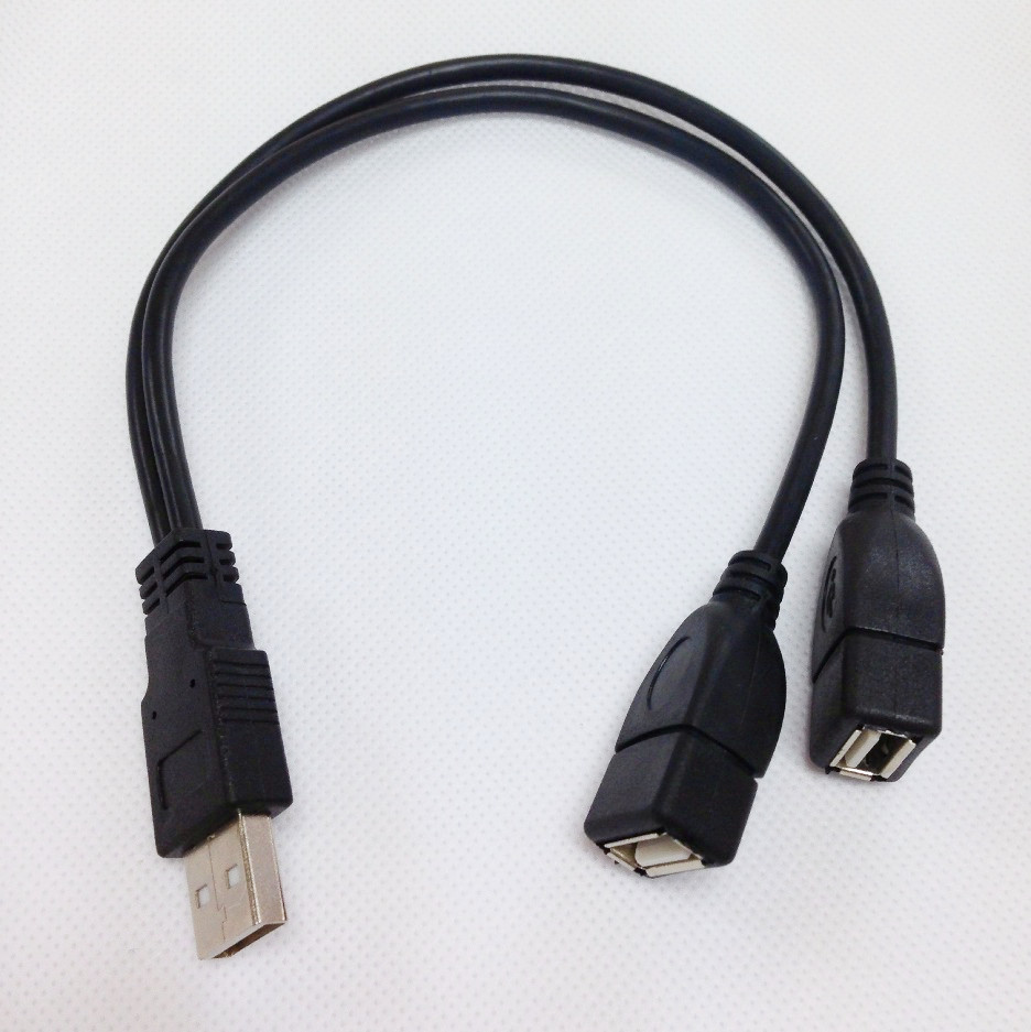 USB一分二扩展 USB一托二充电线  20CM  USB手机充电线1公分2母