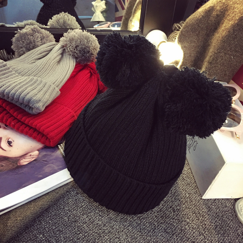 韩国韩版甜美可爱小熊耳朵毛线帽冬天保暖针织帽子潮女士秋季韩版