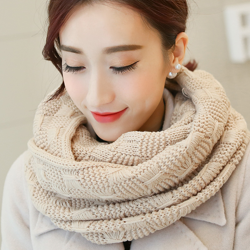 围巾女秋冬天韩版保暖套头围脖针织韩国女士冬季加厚户外毛线围脖