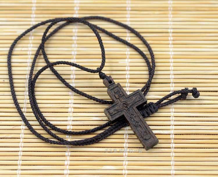配调节绳木十字架苦像36mm*18mm 天主教圣物 耶稣基督 圣母玛利亚