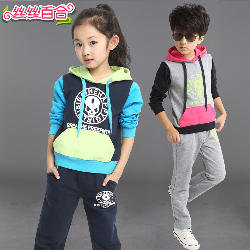 童装 女童秋装2014新款韩版小孩姐弟装儿童衣服男童卫衣运动套装