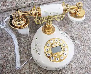 细柳绿色陶瓷电话田园电话手绘中式精美电话