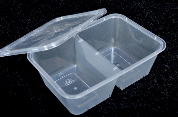 650毫升分格透明塑料饭盒 一次性餐盒 双格快餐盒