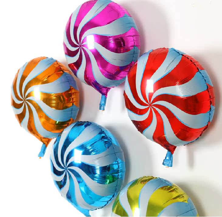 18寸圆形棒棒糖铝膜气球糖果卡通铝箔汽球婚庆生日装饰派对布置