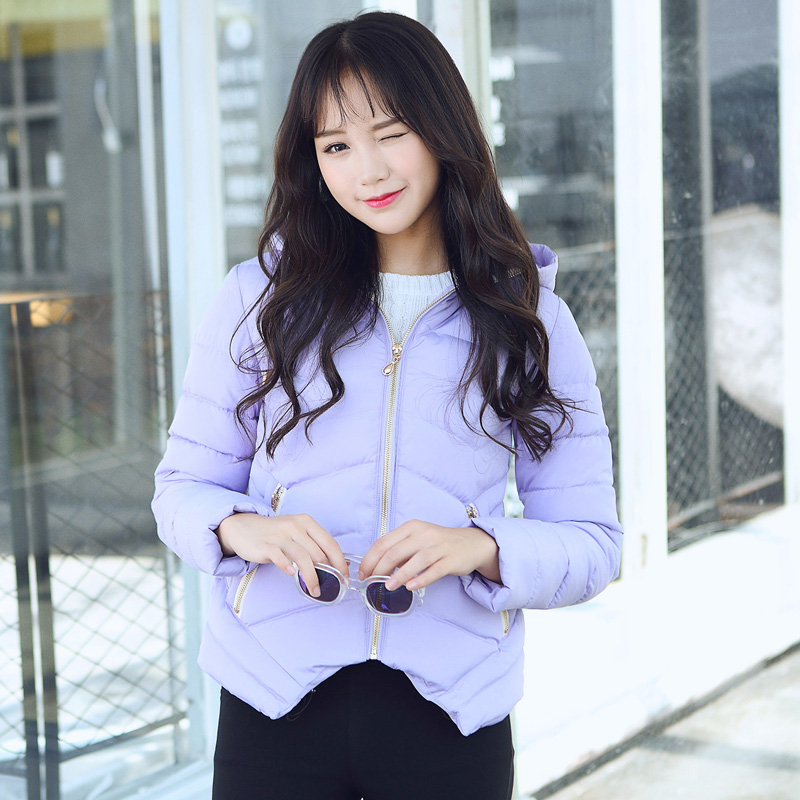 棉袄2015女冬季韩国东大门糖果色加厚短款纯色连帽羽绒棉衣外套