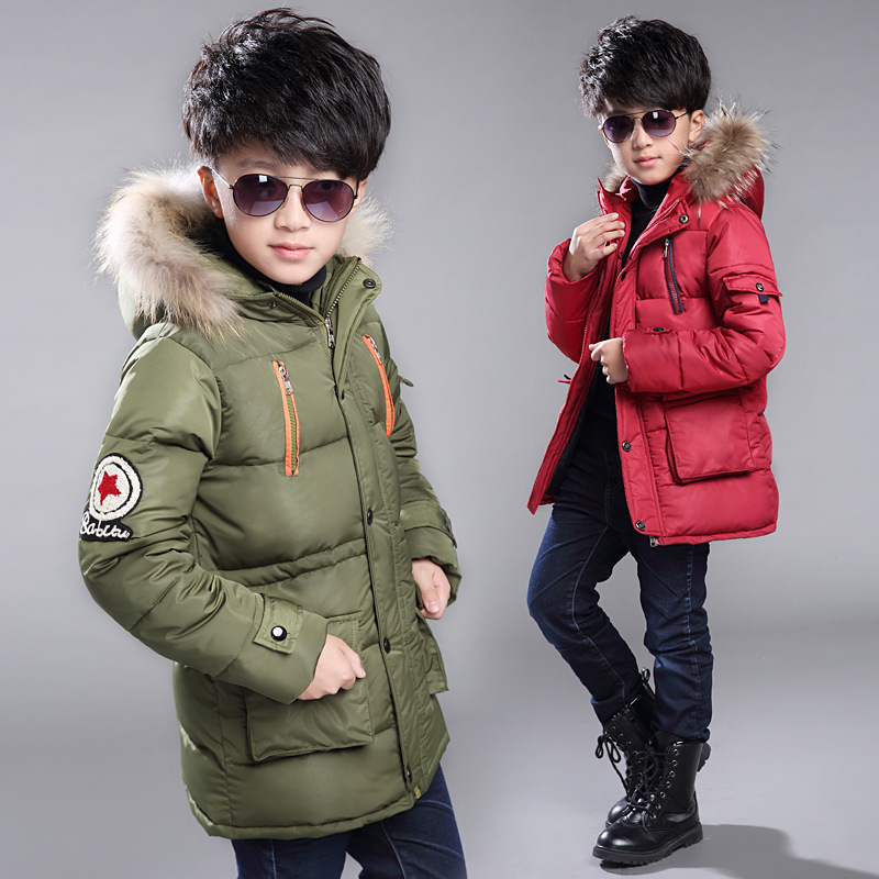 品牌中大男童冬季新款外套 男孩子舒适保暖中长款帅气加厚棉衣