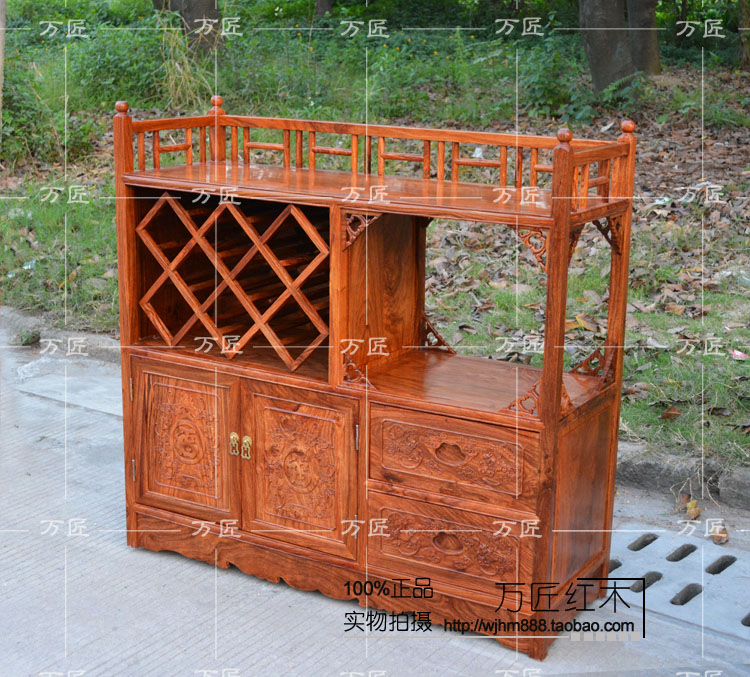 中式红木收纳储物柜子 非洲花梨木小酒柜 实木玄关柜红酒柜餐边柜