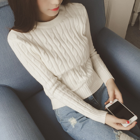 女式韩版秋季紧身内搭针织打底衫长袖套头高腰小款外穿学生毛衣潮