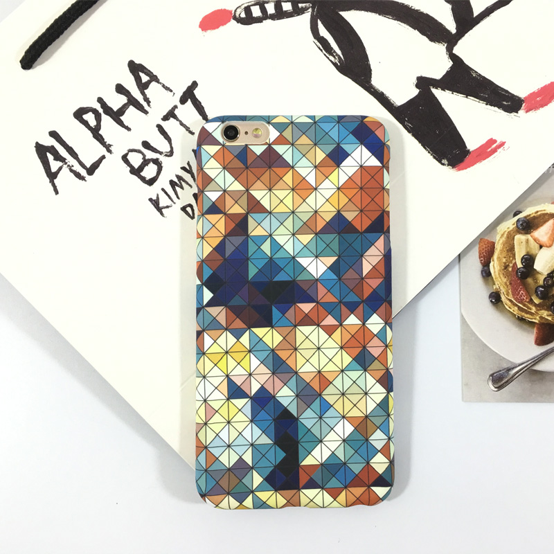 潮牌彩色艺术格子iPhone6手机壳创意磨砂6plus保护套个性6s硬壳p