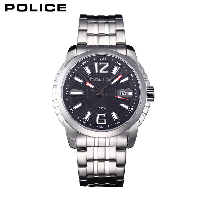 Police正品时尚简约防水耐磨男表休闲夜光钢带腕表PL.13896JS 02M