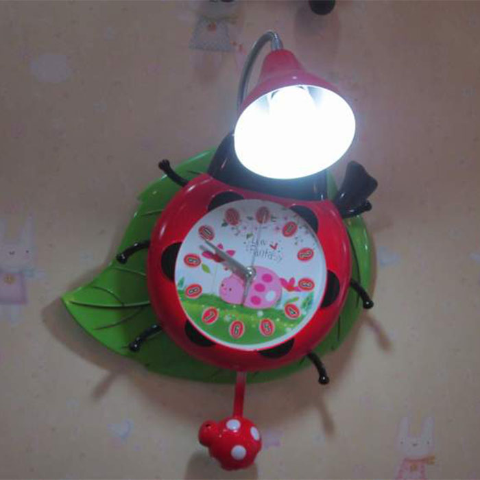 新款 树叶瓢虫钟表灯 儿童灯 壁灯 田园壁灯 大自然 灯饰灯具