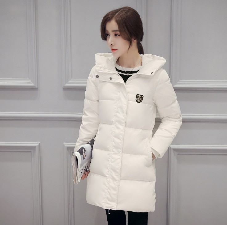 2016新韩版冬装女式连帽中长款羽绒服女贴标加厚修身显瘦羽绒外套