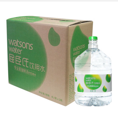 屈臣氏Watsons蒸馏制法饮用水8L*2桶 整箱
