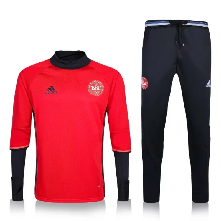 丹麦球衣 16-17欧洲杯丹麦国家队足球出场训练服收腿裤套装男