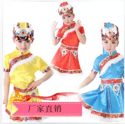 六一儿童新款表演服花童演出服民族公主裙蒙古族女童舞蹈服藏族服