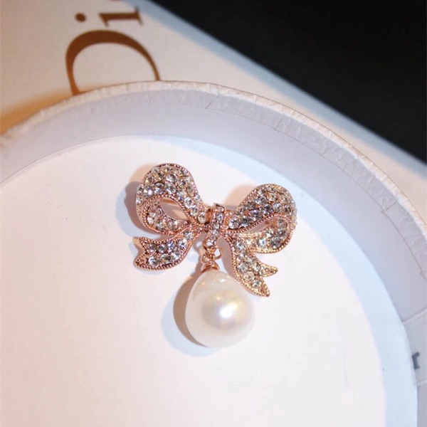 包邮2015新款时尚韩国奢华超美珍珠镶钻蝴蝶结气质胸针胸