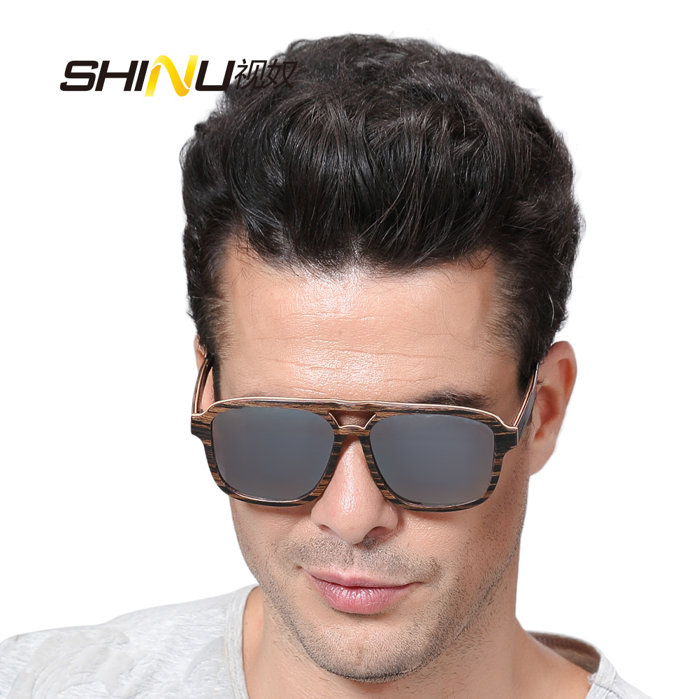 SHINU大框架木框太阳镜 手工木制太阳镜 偏光运动眼镜