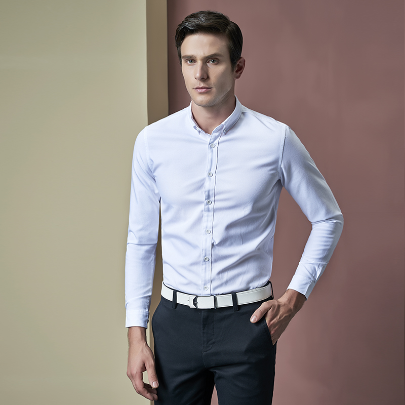 男士衬衫修身款长袖衬衣秋装青年韩版寸衫常规商务休闲白衬衣流行