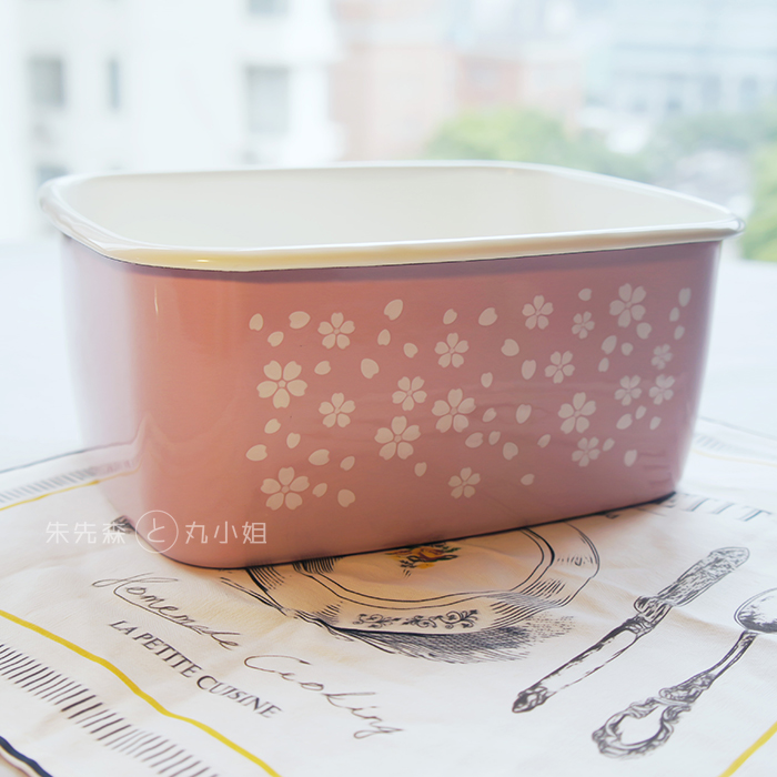 粉色日式搪瓷保鲜盒冰箱伴侣加厚3.2L收纳盒蔬菜水果储藏盒密封盒