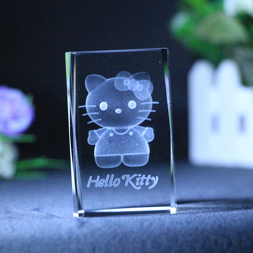 创意刻字水晶3D内雕凯蒂猫生日礼物六一儿童节礼物送闺蜜