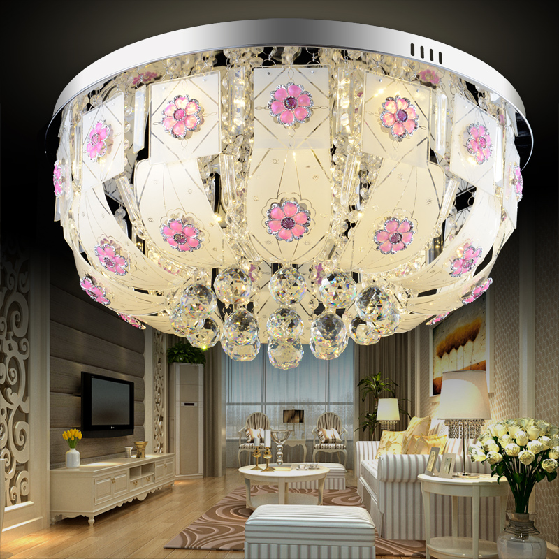 卧室灯温圆形婚房创意LED吸顶灯水晶灯简约现代水晶灯灯具主卧室