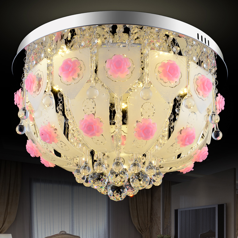 LED吸顶灯圆形水晶灯饰客厅灯餐厅主卧室婚房灯现代简约温馨浪漫