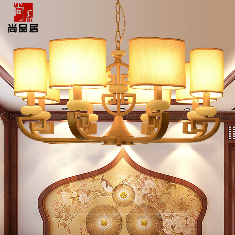 新中式吊灯现代简约仿古铜客厅中式灯具餐厅卧室铁艺酒店工程吊灯