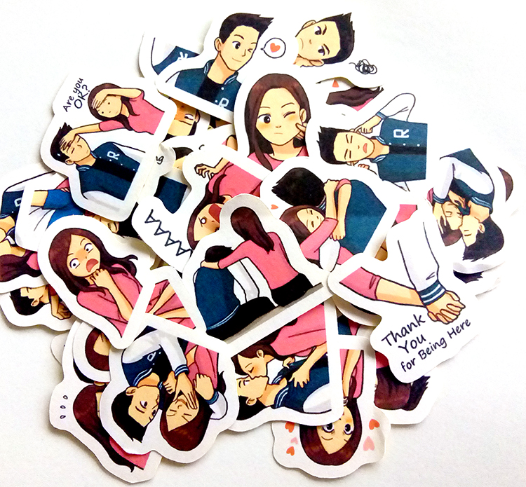 自制韩国卡通表情贴纸 情侣的甜蜜日常生活女孩line相册手帐笔记