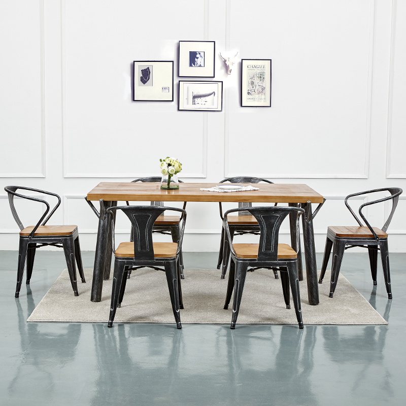 美式咖啡桌复古铁艺餐桌酒吧桌客厅饭桌椅办公桌会议办公桌子加固