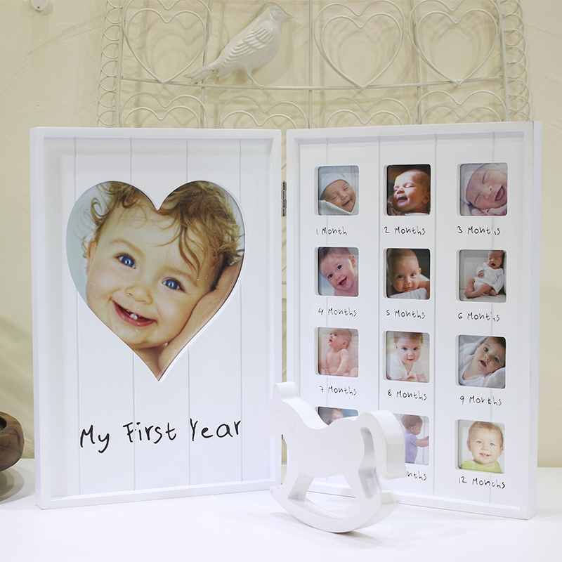 欧式木质周岁相框摆台 宝宝1周年生日礼物礼品成长纪念照片框