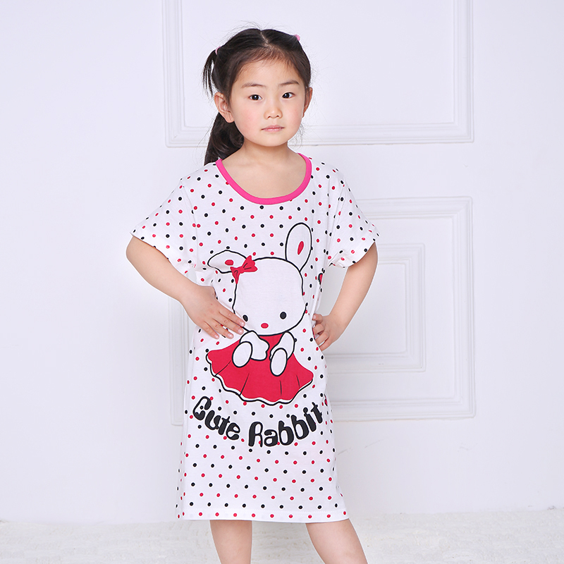 夏季女宝睡裙韩版吊带卡通可爱公主短袖中小童3-7岁女孩纯棉睡衣