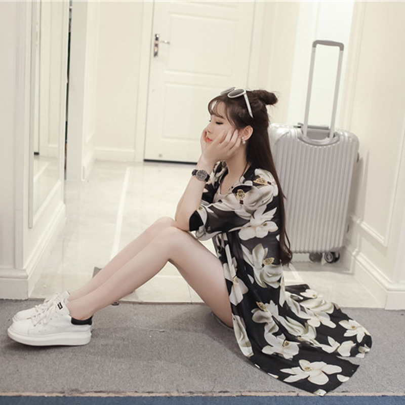 防晒衣女2016夏季韩版七分袖超薄披肩雪纺开衫防紫外线沙滩防晒服