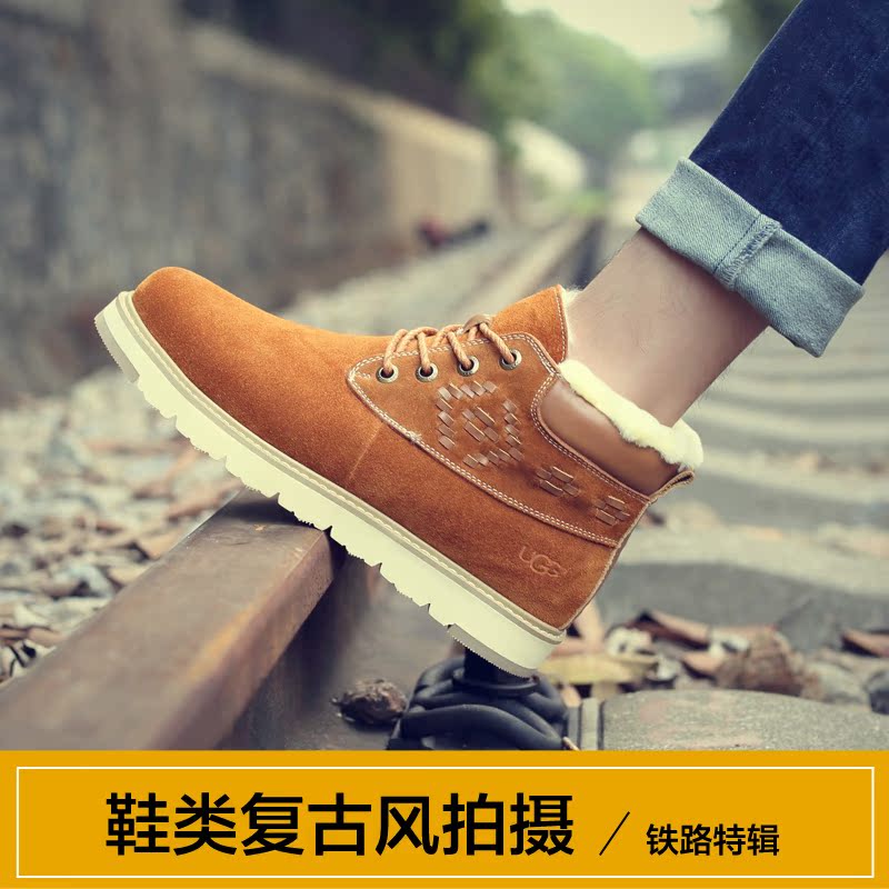 广州淘宝摄影复古男鞋拍摄铁路外景模特摄影鞋子网拍服务