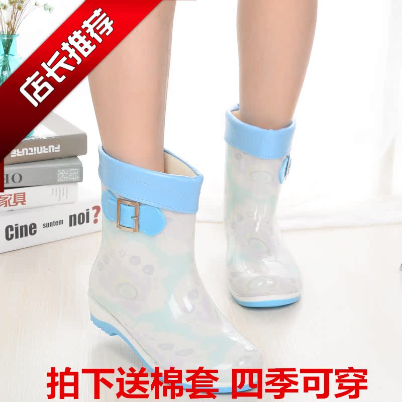 夏新款韩版时尚女雨鞋防滑防水胶鞋水鞋水靴中筒雨靴短筒女鞋