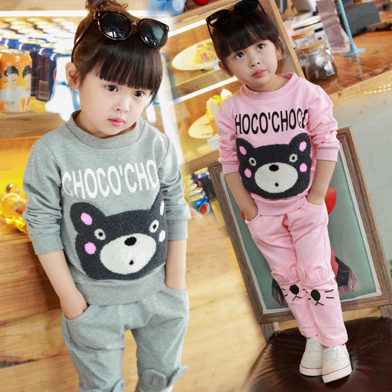 儿童童装2016韩版新款秋季4长袖卡通熊套装1-2-3周岁半女童两件套
