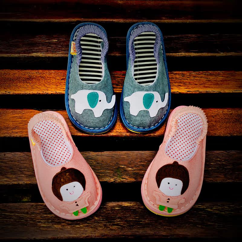 秋冬男女宝宝棉布拖鞋1-3-7岁婴儿可爱家居鞋 幼儿室内卡通防滑鞋