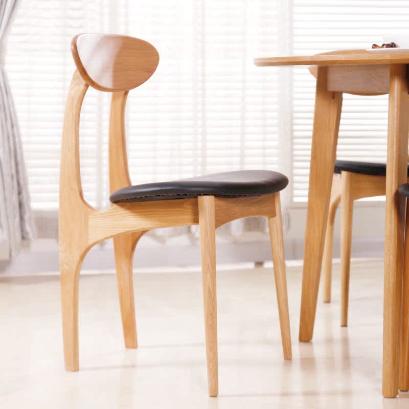北欧简约白橡木实木餐厅家具创意蝴蝶餐椅咖啡馆餐厅布艺休闲椅