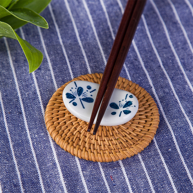 日式和风筷子架釉下彩餐具陶瓷筷子架筷子枕筷子托筷子座可爱摆件