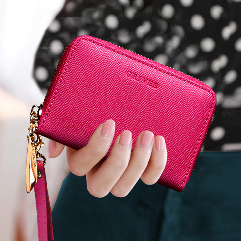 韩版女士钱包短款拉链手机包牛皮手拿包硬币零钱包简约可爱小钱包