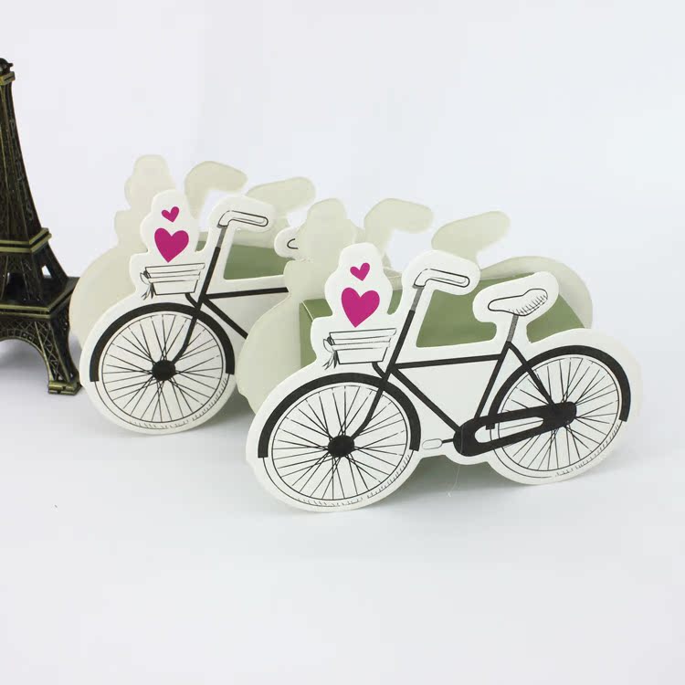 自行车造形巧克力喜糖盒 欧式结婚回礼袋折叠小纸盒25个/包的价格