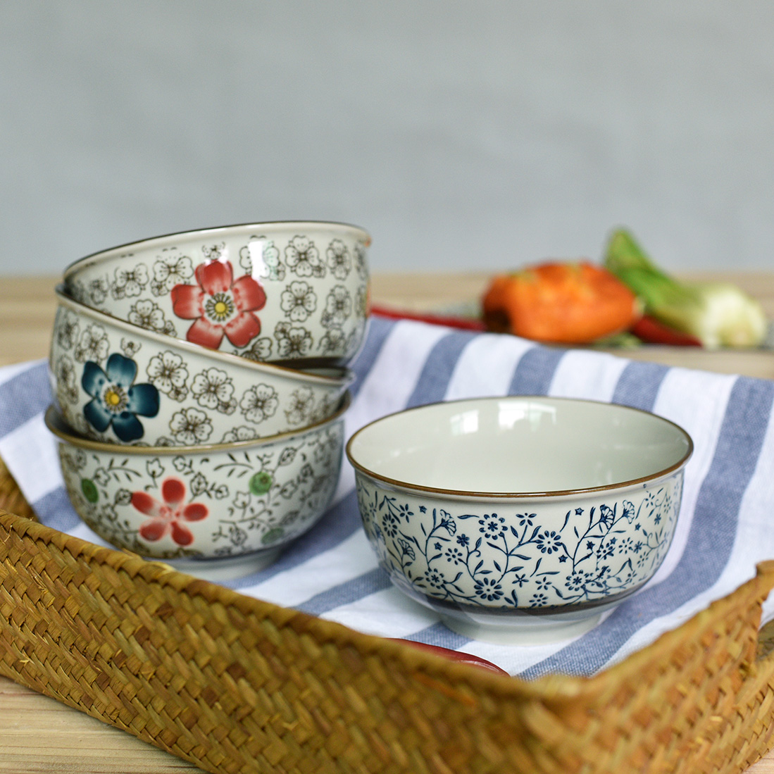 古镇瓷风日式和风碗面碗汤碗日式餐具沙拉碗陶瓷饭碗日式碗家用