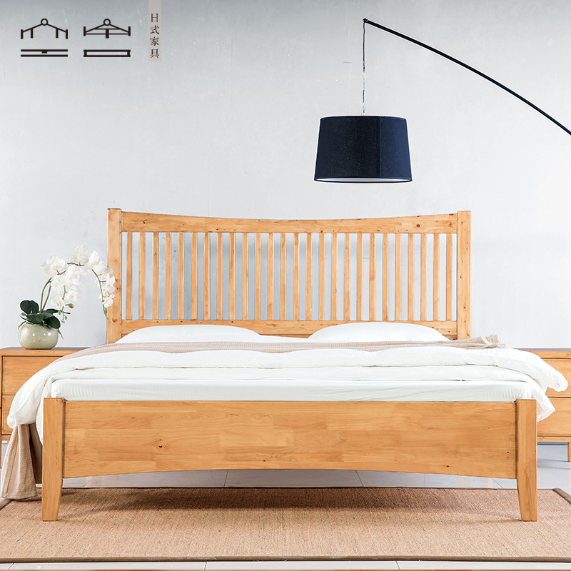 北欧实木床1.8米双人床1.5米全实木床高箱床现代简约日式床柏木床