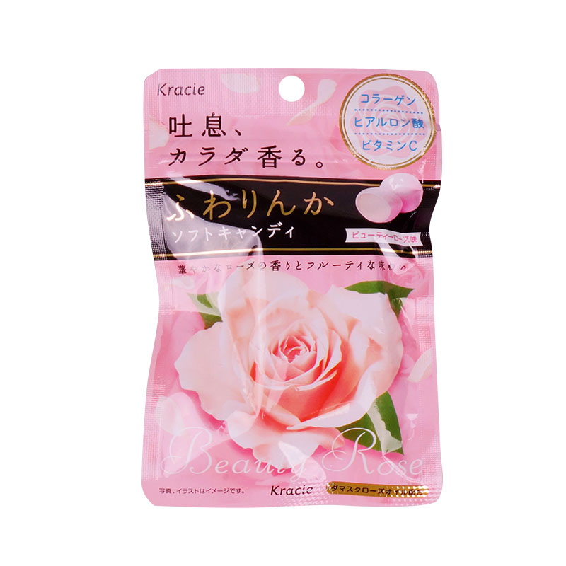 日本进口嘉娜宝Kracie玫瑰花味香体软糖果香口糖32g/装清口气零食