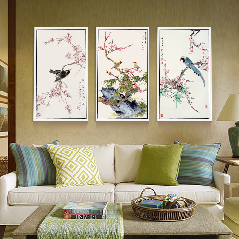 中式客厅装饰画现代简约墙画挂画三联画沙发背景墙壁画卧室有框画
