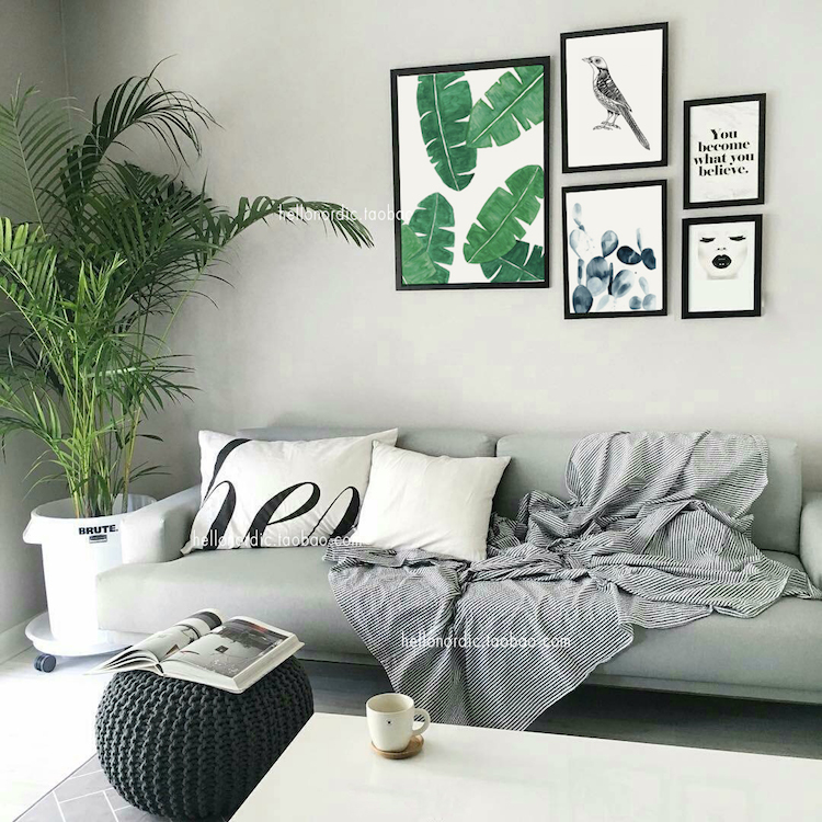 绿色协作曲 绿色清新组合画时尚北欧装饰画沙发背景照片墙极有家