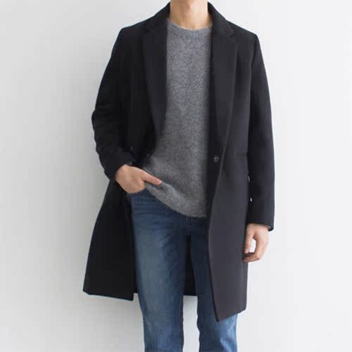 韩国2018秋冬新款韩版羊绒大衣男中长款修身呢子外套羊毛呢外套男